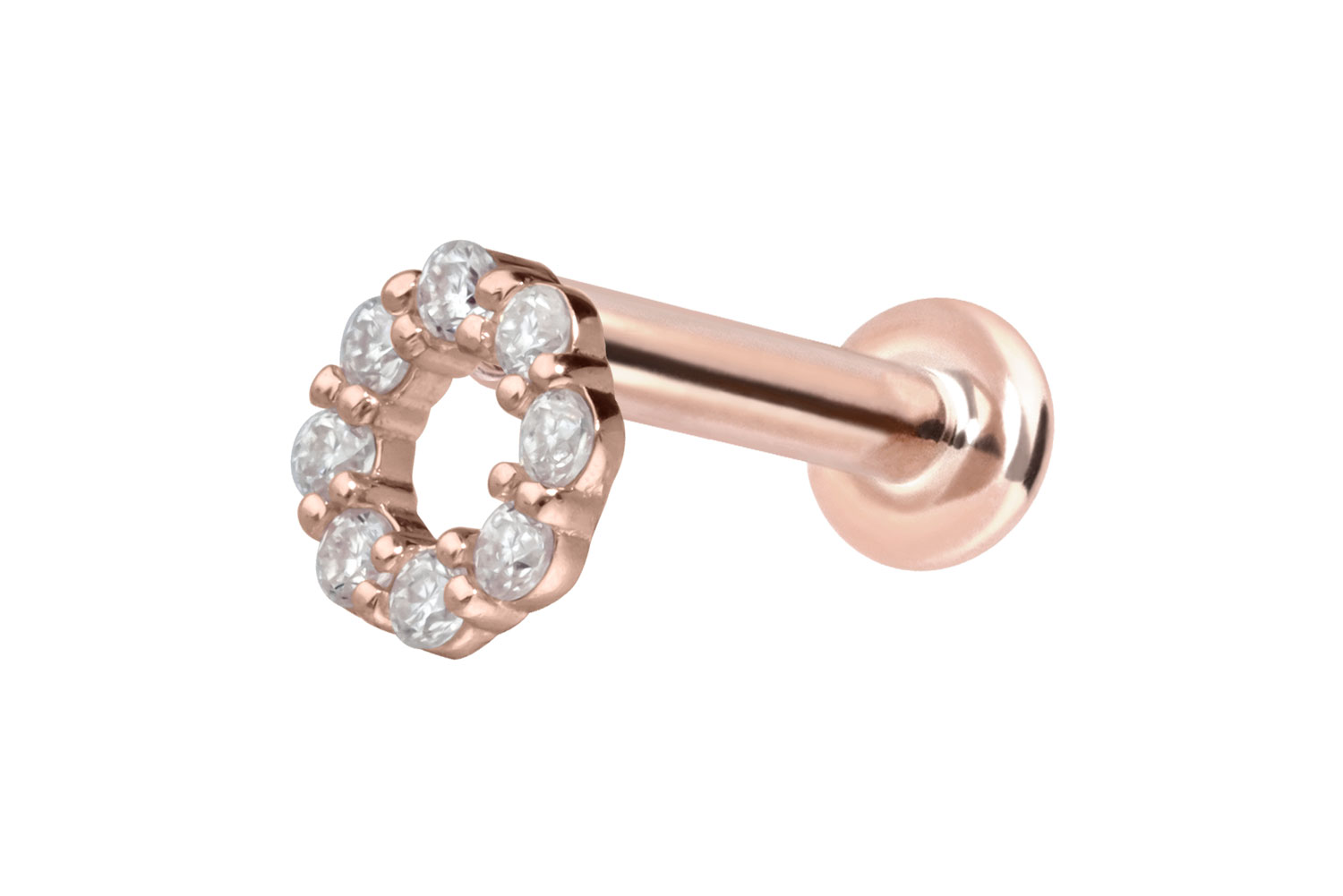 14 Karat Gold Labret Piercing mit Innengewinde MOISSANIT-KREIS